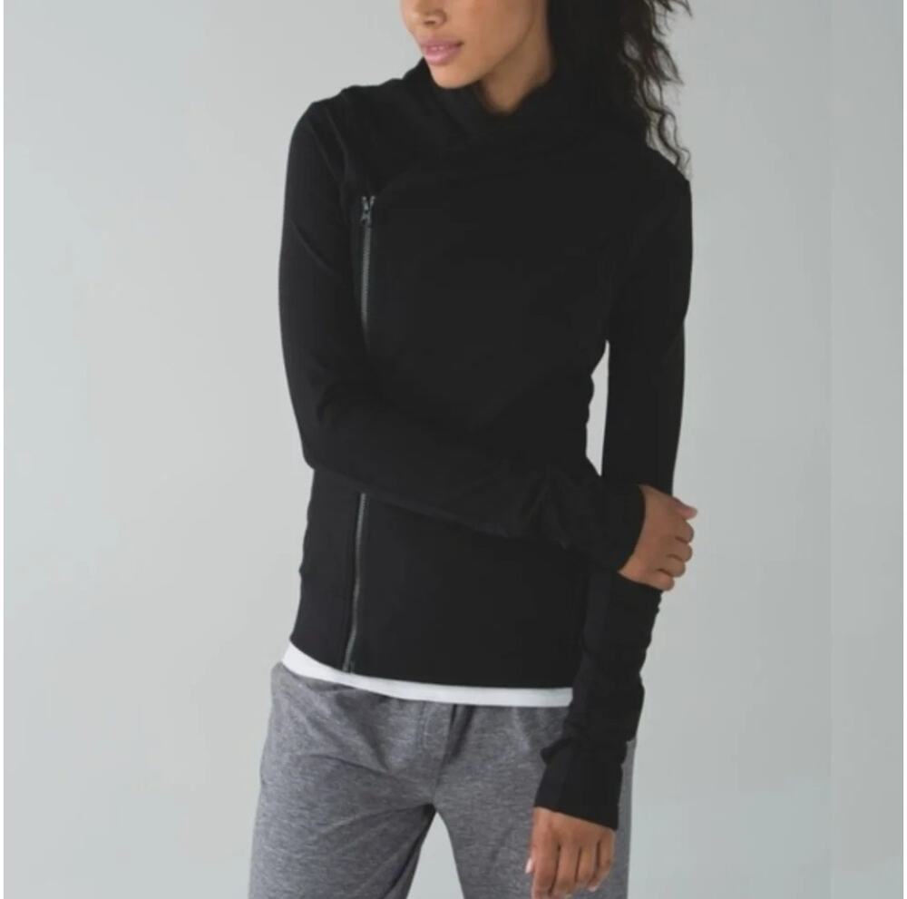 Lululemon Bhakti Yoga Jacket Black Full Zip Sports Athleisure Workout Size 8